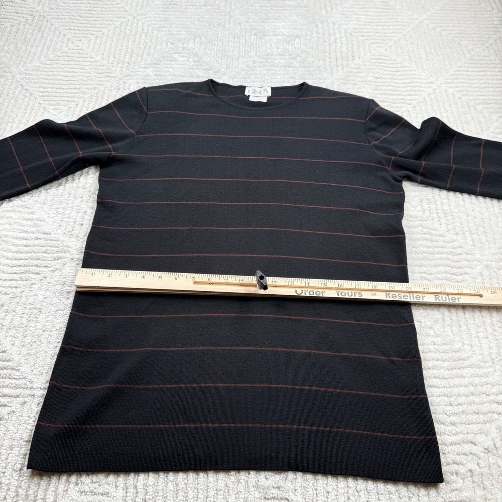 GISPA Italy Sweater Women's 10 Vintage Merino Wool Blend Striped Black 90's - Picture 6 of 14